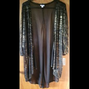 LuLaRoe "Lindsay" Black & Shiny Gold Kimono